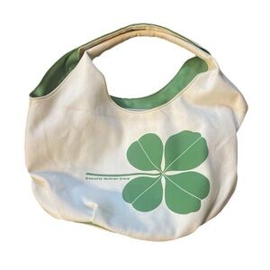 Alexander Girard Small Clover Graphic Canvas Tote Bag Green and White